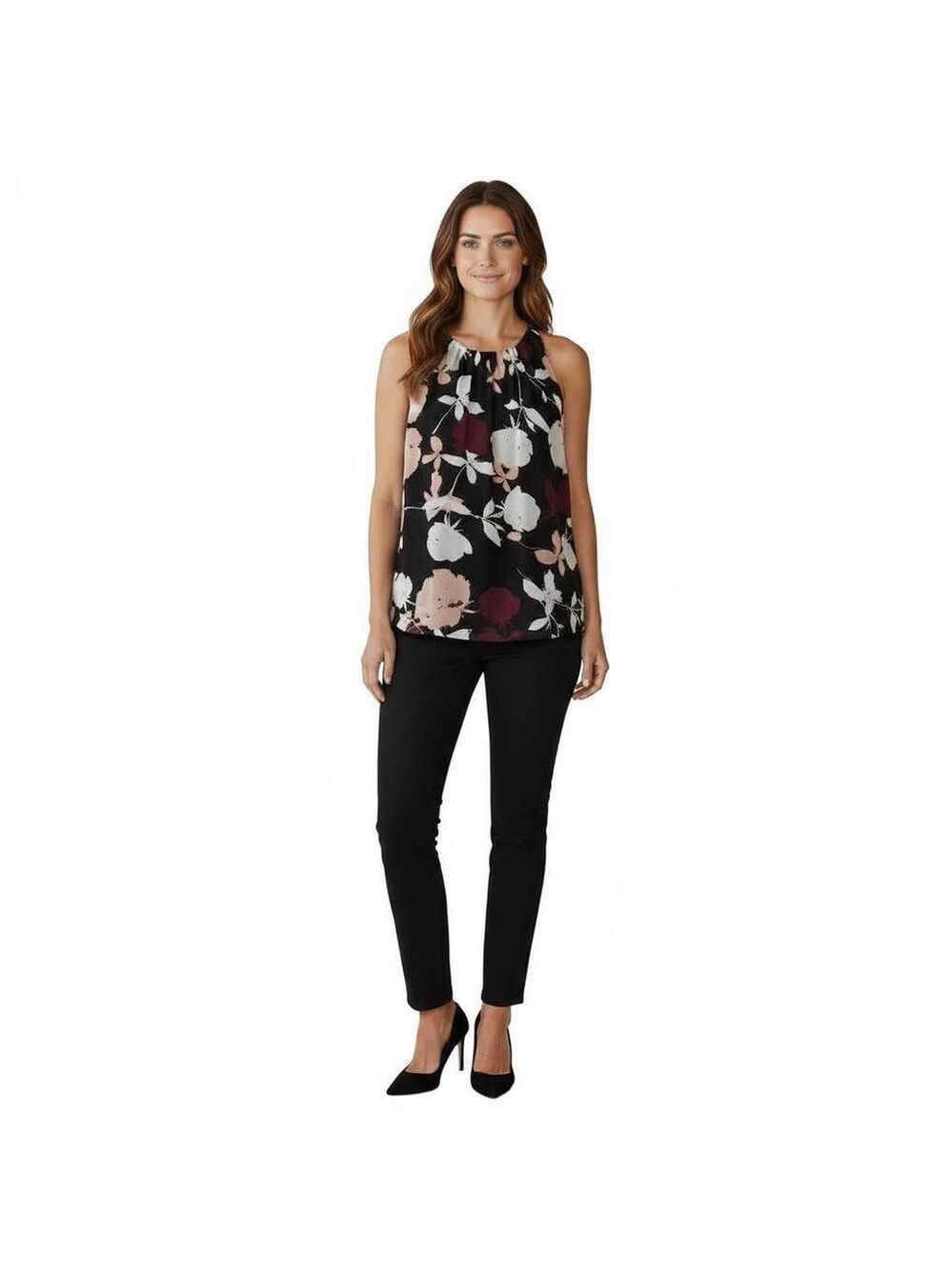 Vince Camuto Size M Floral Sleeveless Multi-color Blouse
